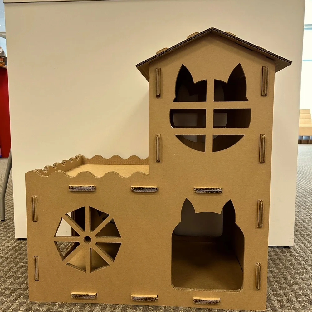 Custom Corrugated Cat House - Farmhouse Playground
